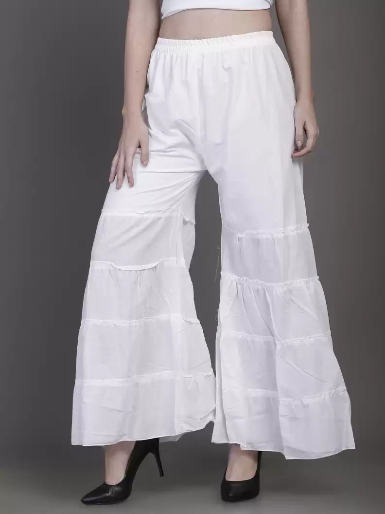 TANDUL  Regular Fit Women White Rayon Trousers