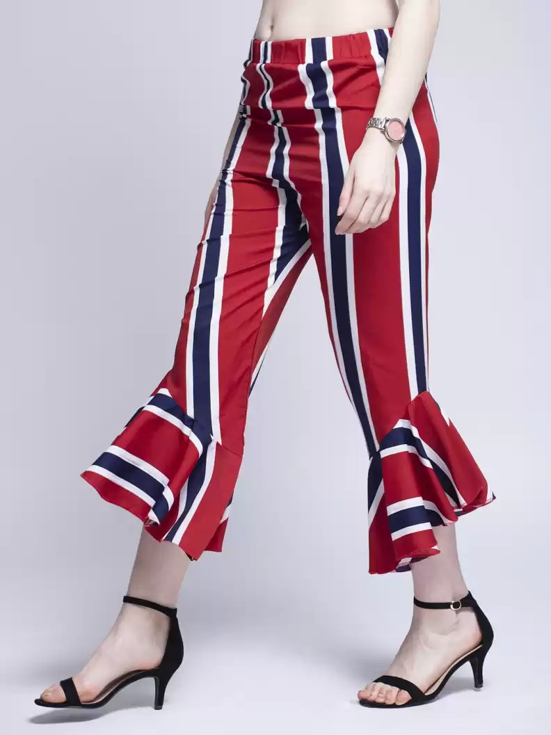 TANDUL  Regular Fit Women Multicolor Crepe Trousers