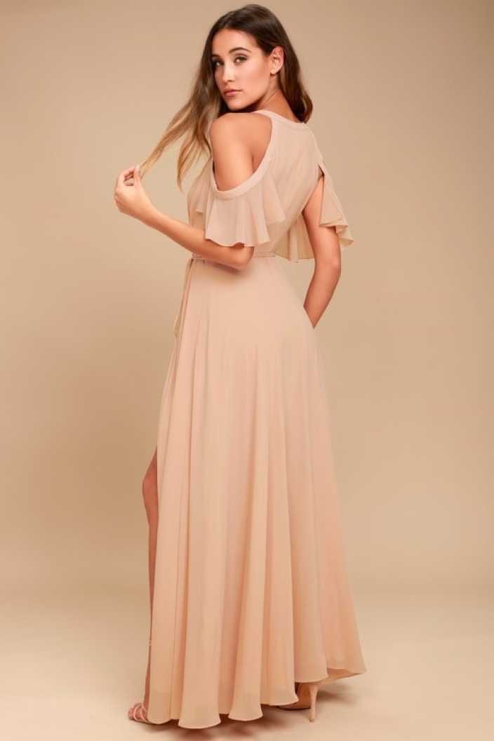 Women A-line Beige Dress