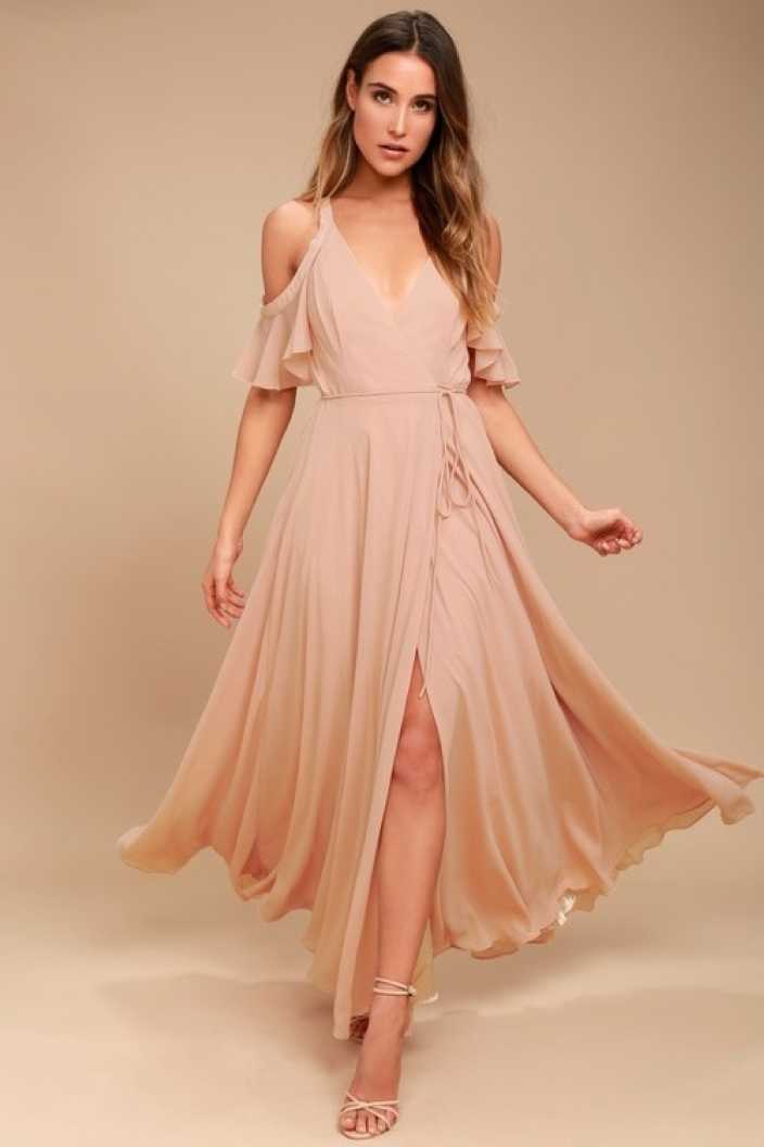 Women A-line Beige Dress