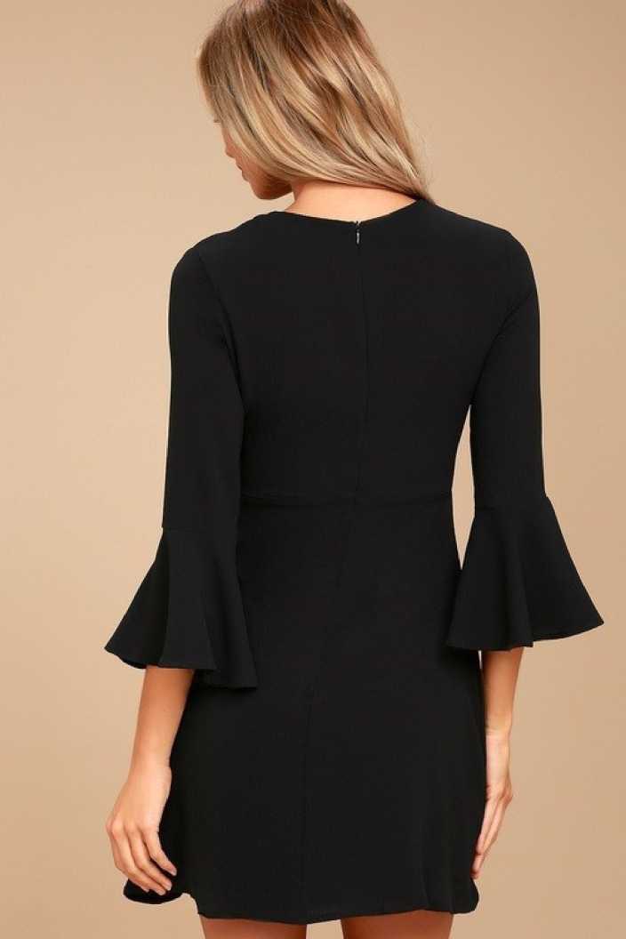 Women Fit and Flare Black Dress