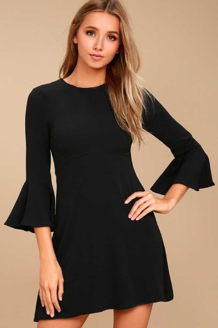 Women Fit and Flare Black Dress