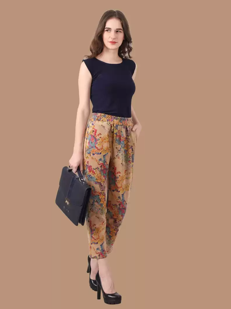 TANDUL  Regular Fit Women Multicolor Viscose Blend Trousers