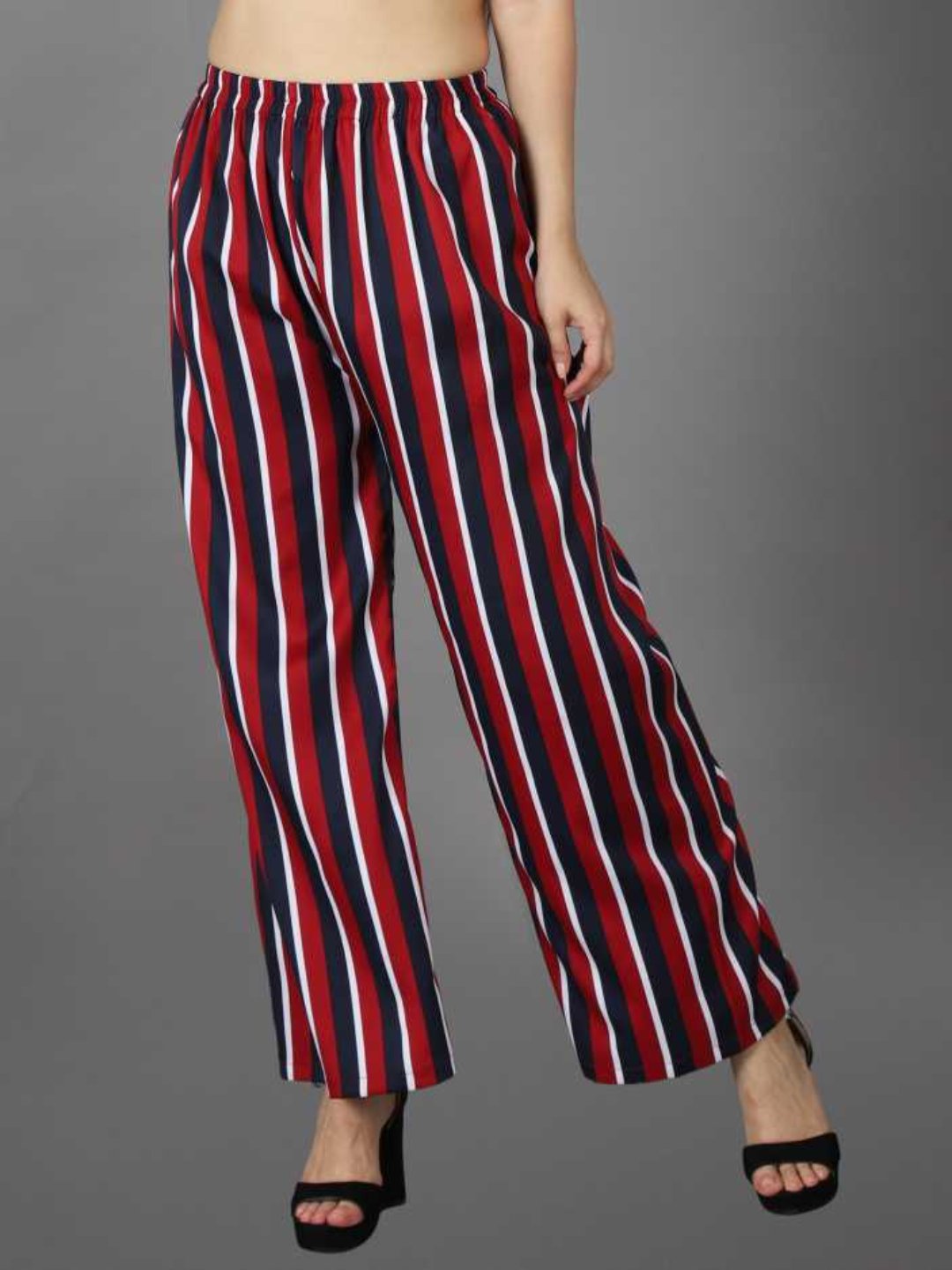 Regular Fit Women Multicolor Crepe Trousers