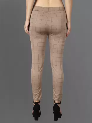 TANDUL Beige Jegging  (Checkered)