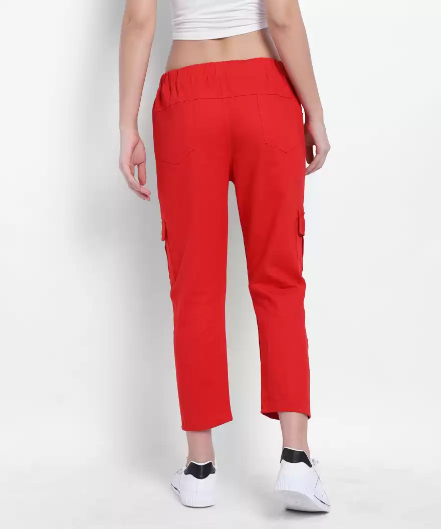 TANDUL  Regular Fit Women Red Cotton Blend Trousers