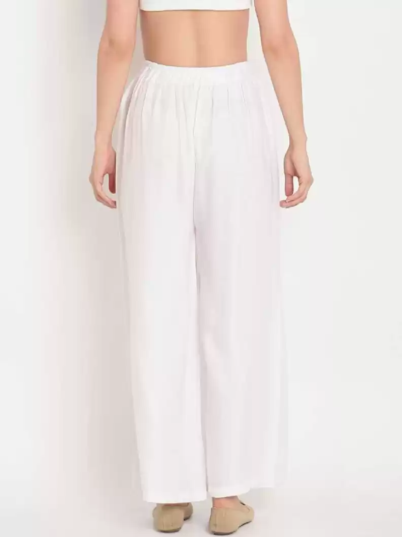 TANDUL  Regular Fit Women White Rayon Trousers