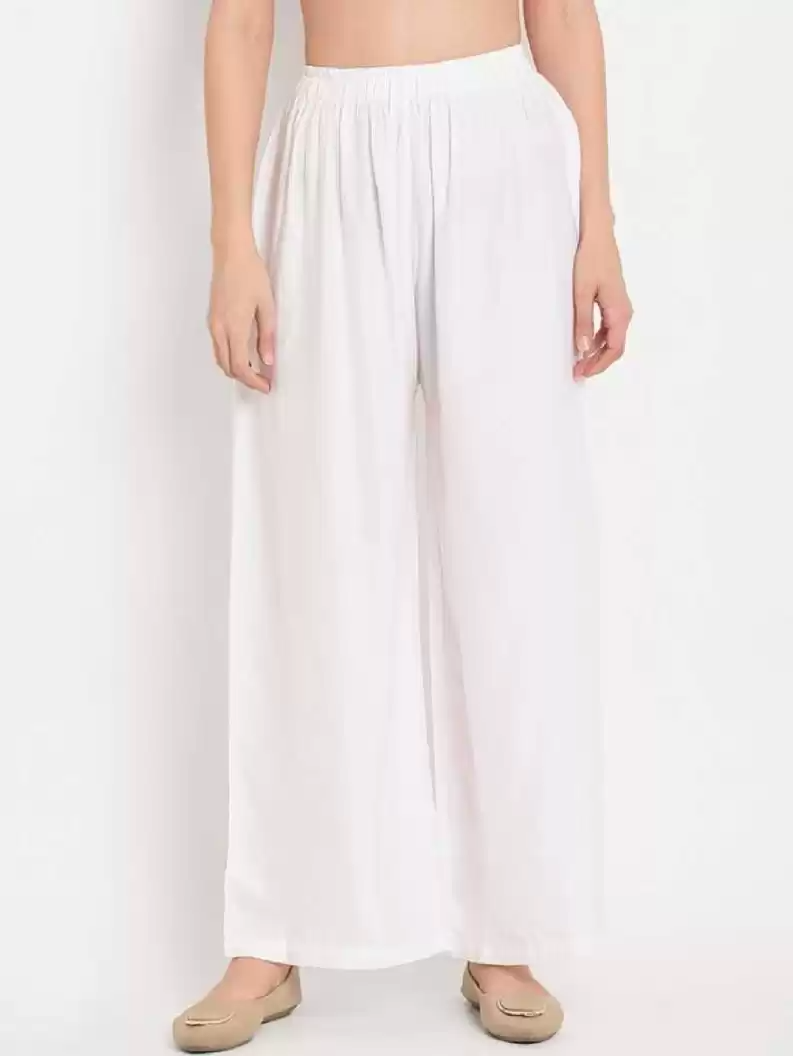 TANDUL  Regular Fit Women White Rayon Trousers