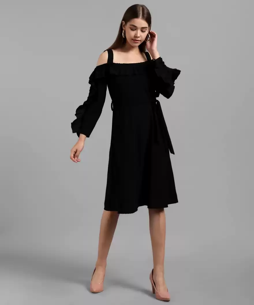 TANDUL  Women A-line Black Dress