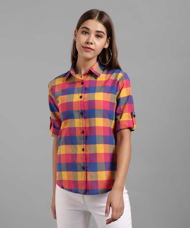 TANDUL  Women Regular Fit Self Design, Checkered Casual Shirt