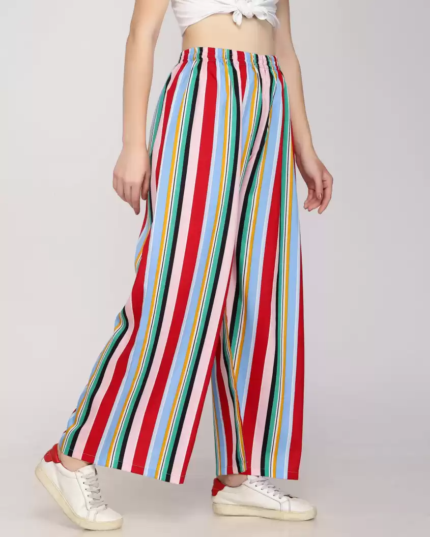 TANDUL  Regular Fit Women Multicolor Crepe Trousers