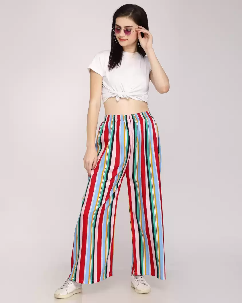 TANDUL  Regular Fit Women Multicolor Crepe Trousers