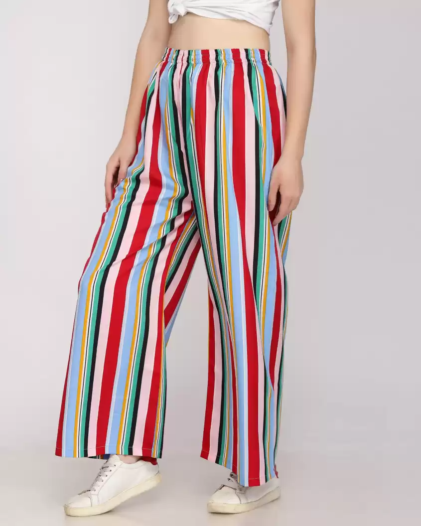 TANDUL  Regular Fit Women Multicolor Crepe Trousers