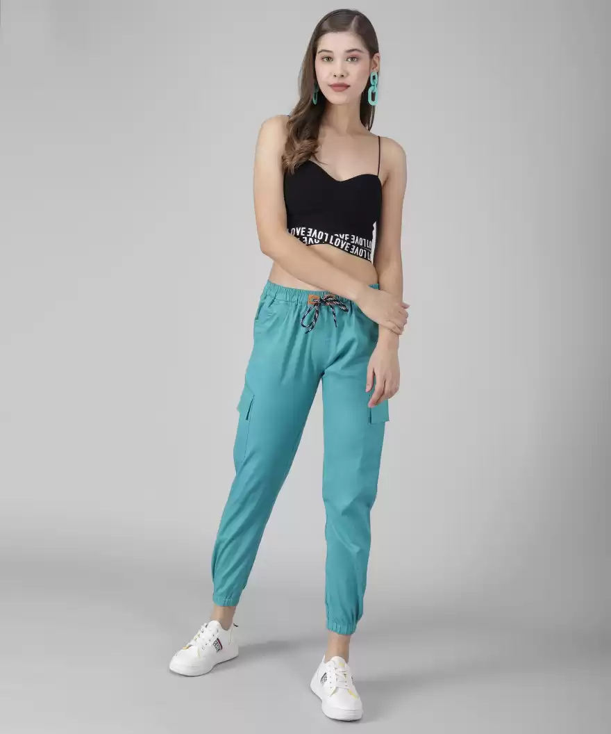 TANDUL  Regular Fit Women Green Pure Cotton Trousers