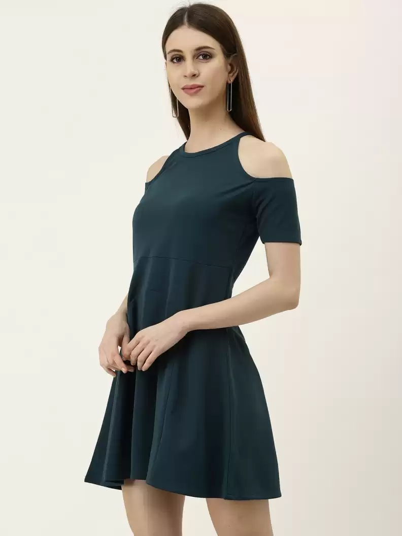 TANDUL  Women A-line Dark Green Dress