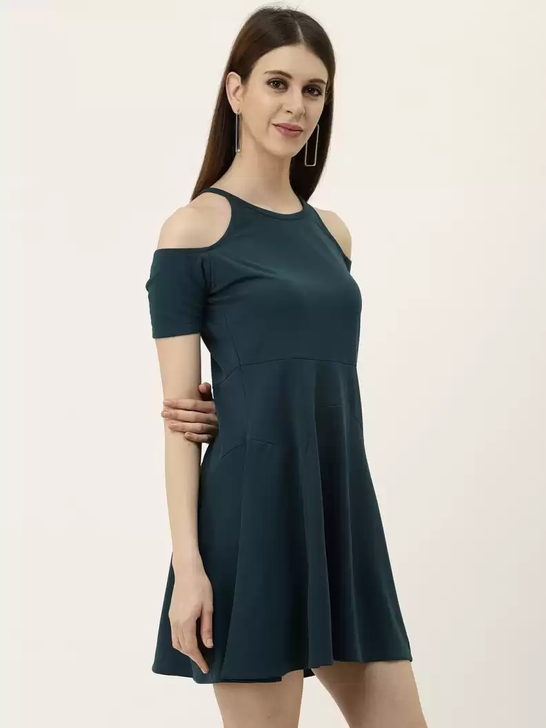 TANDUL  Women A-line Dark Green Dress