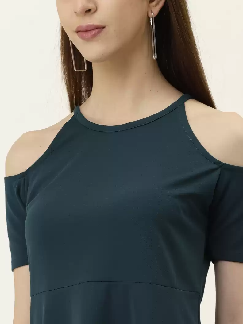 TANDUL  Women A-line Dark Green Dress