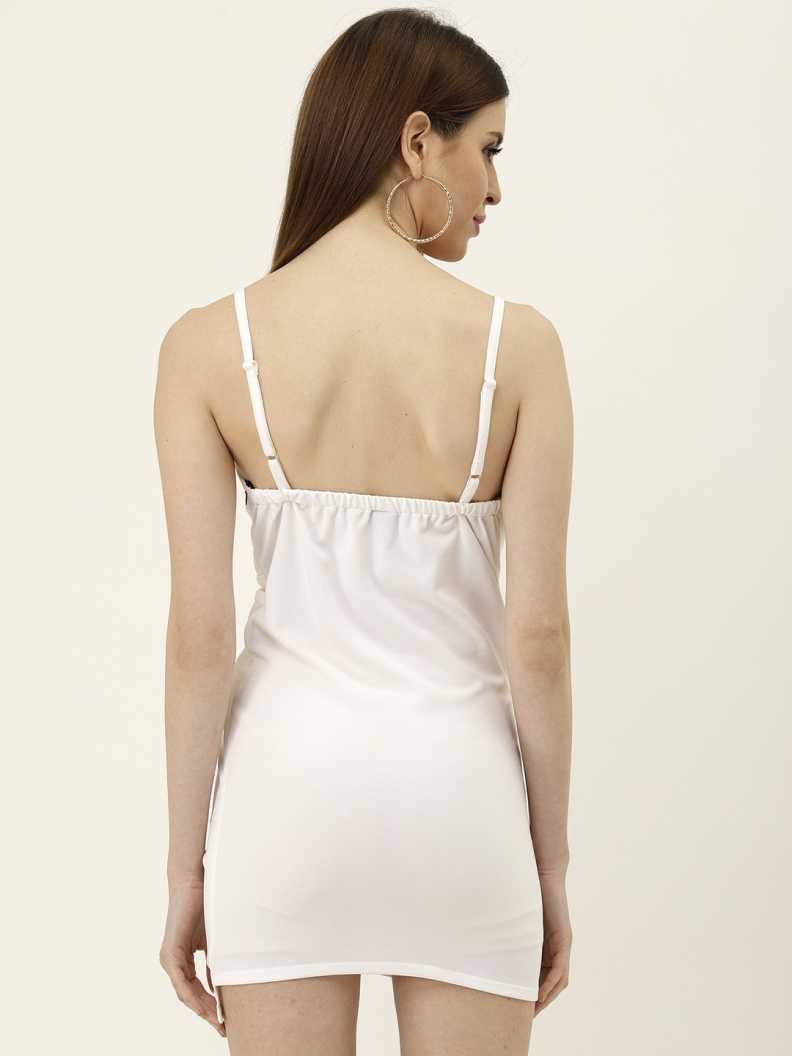 Women Cinched Waist White Dress