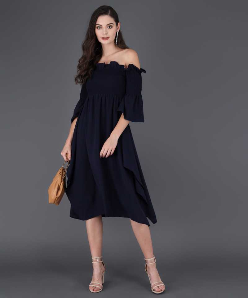 TANDUL  Women A-line Black Dress