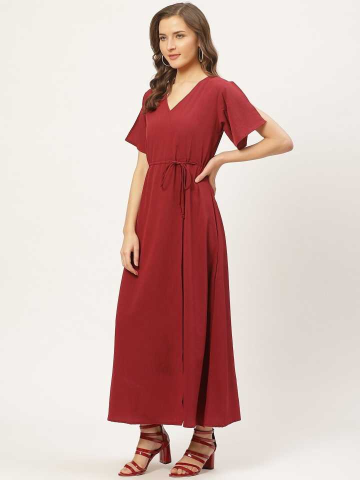 TANDUL  Women A-line Maroon Dress