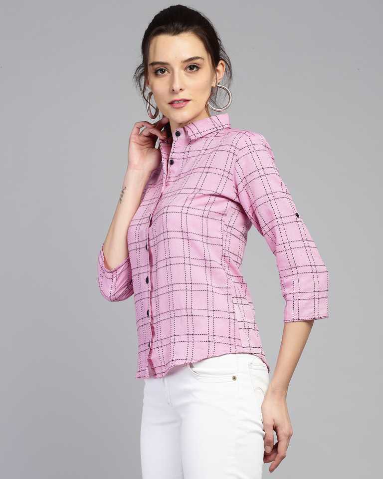 TANDUL  Women Regular Fit Printed Double Collar Formal Shirt