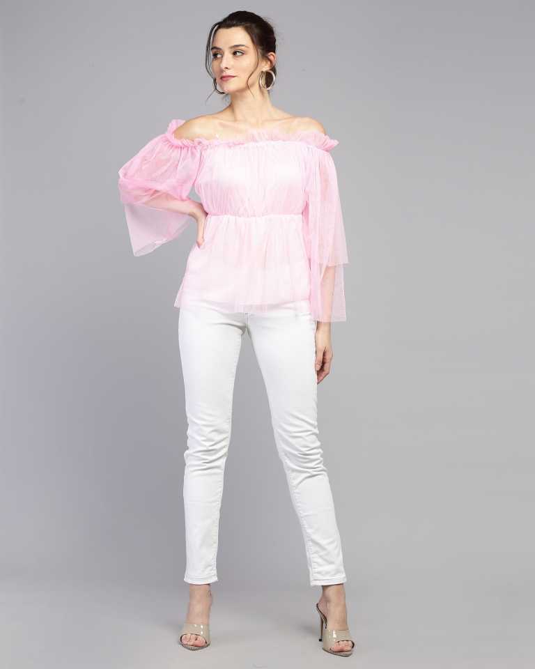 TANDUL  Casual Regular Sleeves Solid Women Pink Top