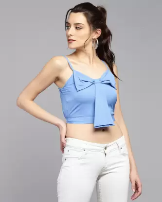 Casual Solid Women Light Blue Top