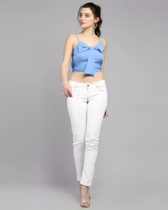 Casual Solid Women Light Blue Top