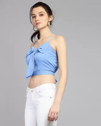 Casual Solid Women Light Blue Top