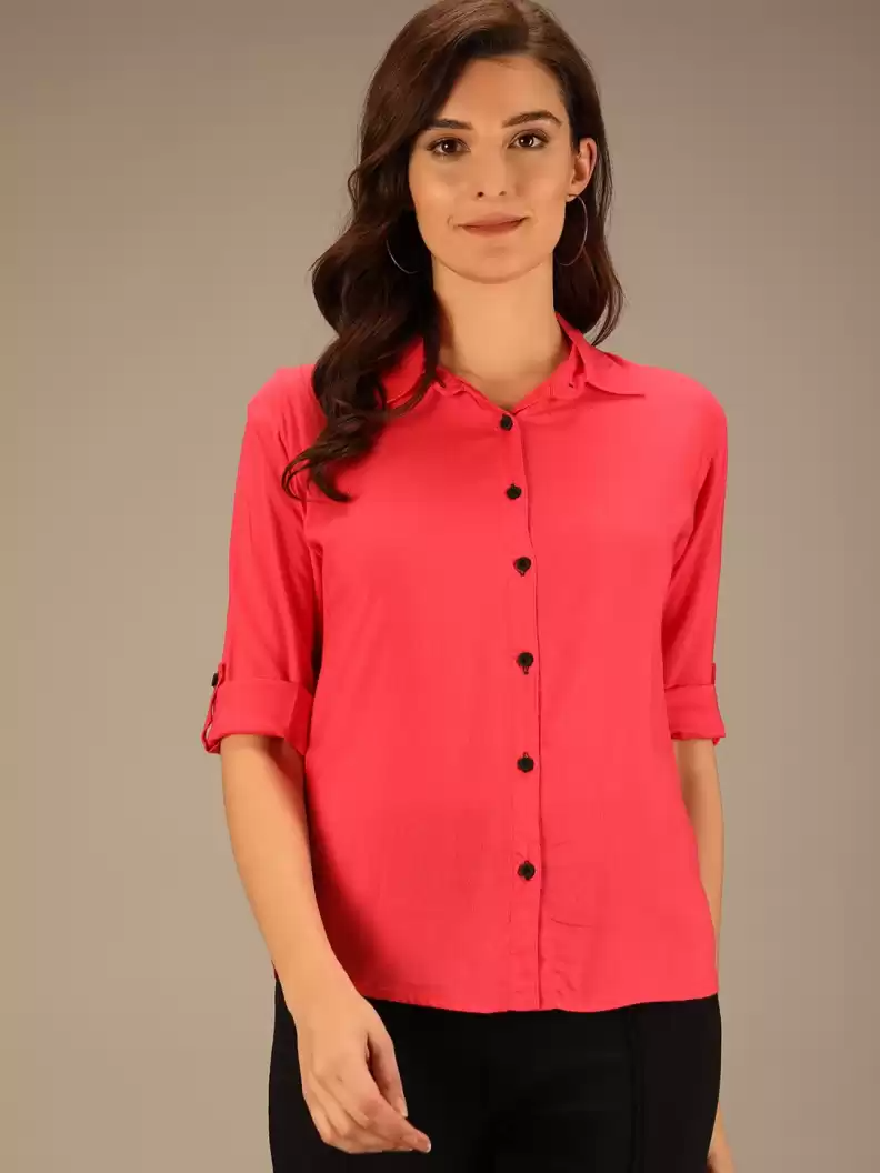 TANDUL  Women Regular Fit Solid Spread Collar Casual Shirt