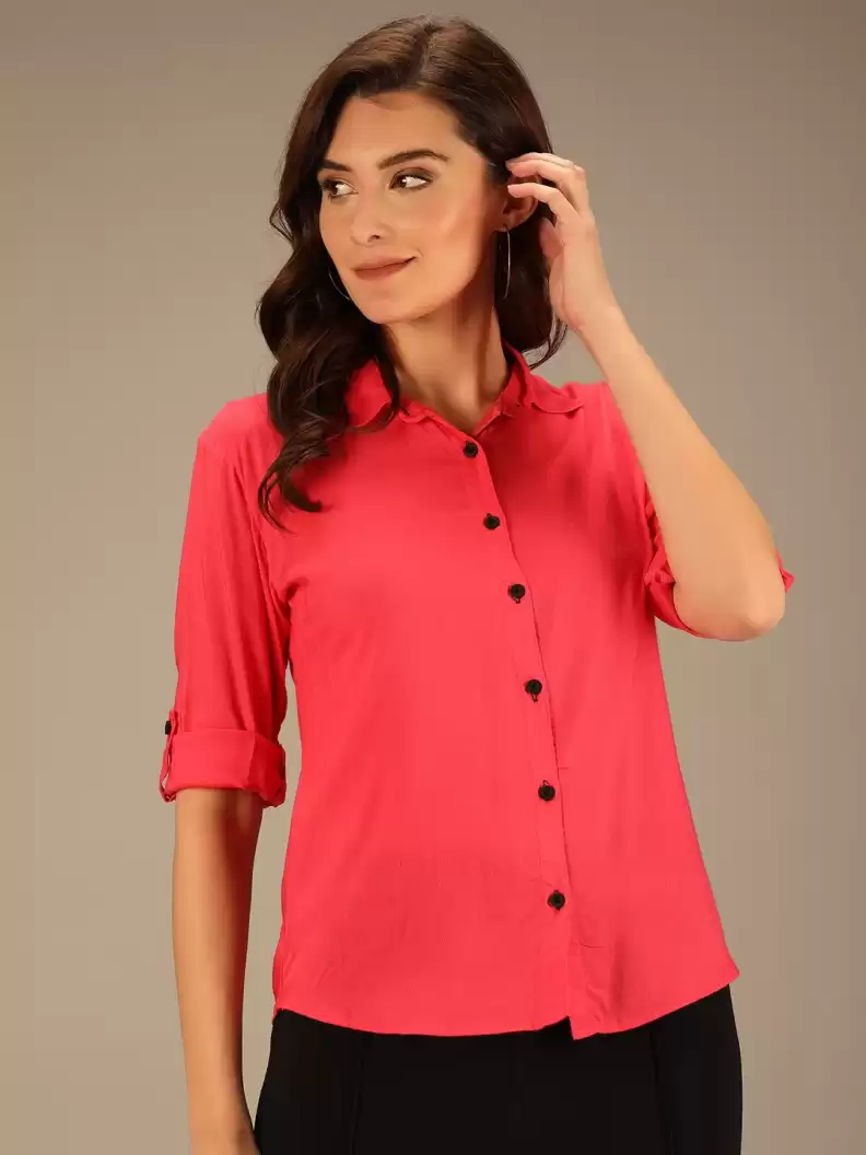 TANDUL  Women Regular Fit Solid Spread Collar Casual Shirt