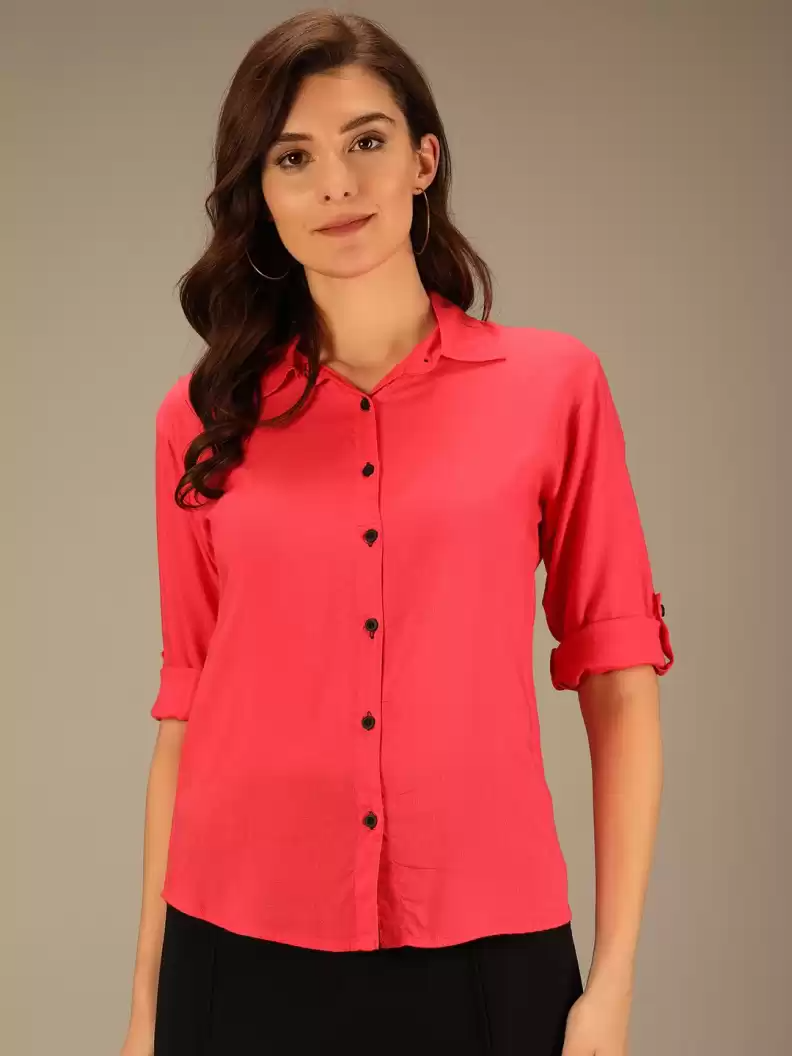 TANDUL  Women Regular Fit Solid Spread Collar Casual Shirt