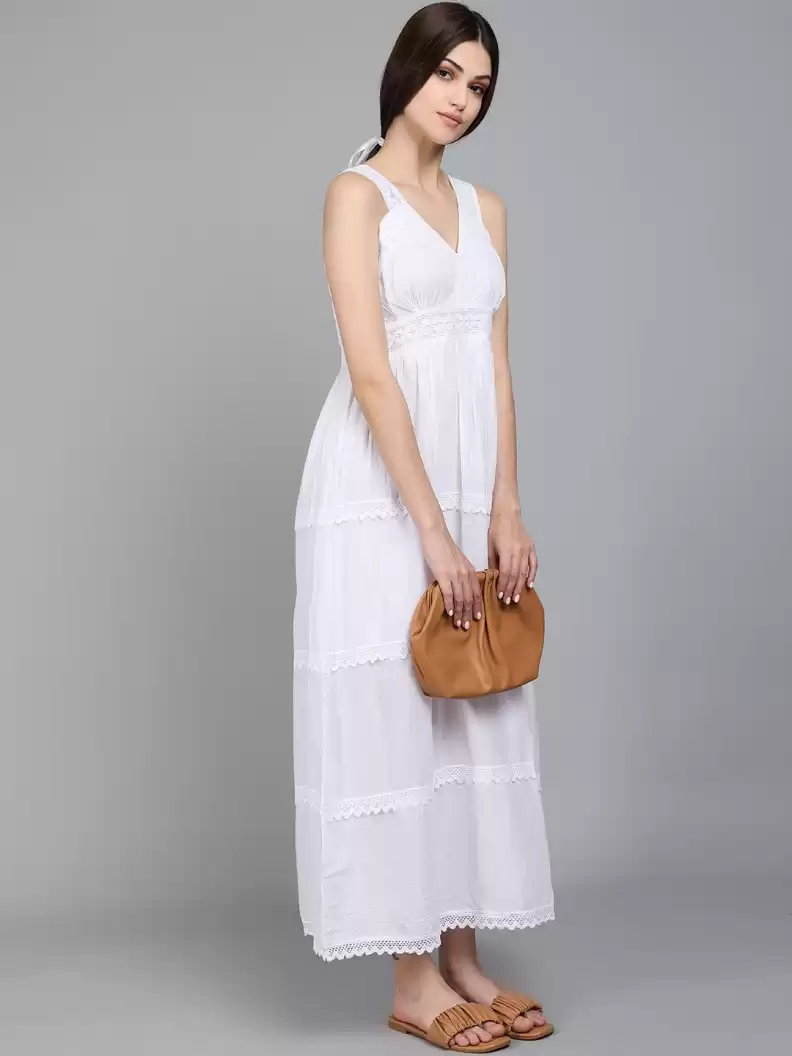 TANDUL  Women Fit and Flare White Dress