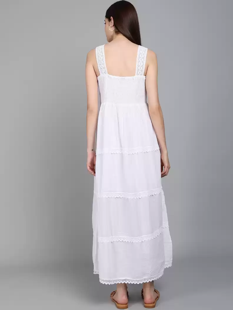 TANDUL  Women Fit and Flare White Dress