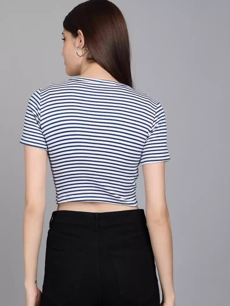 TANDUL  Party Regular Sleeves Striped Women Multicolor Top