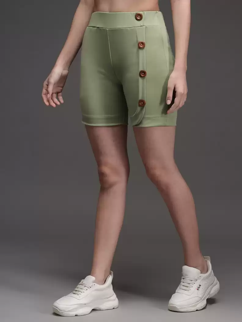 TANDUL  Solid Women Green Casual Shorts