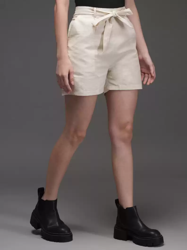 TANDUL  Solid Women Beige Casual Shorts