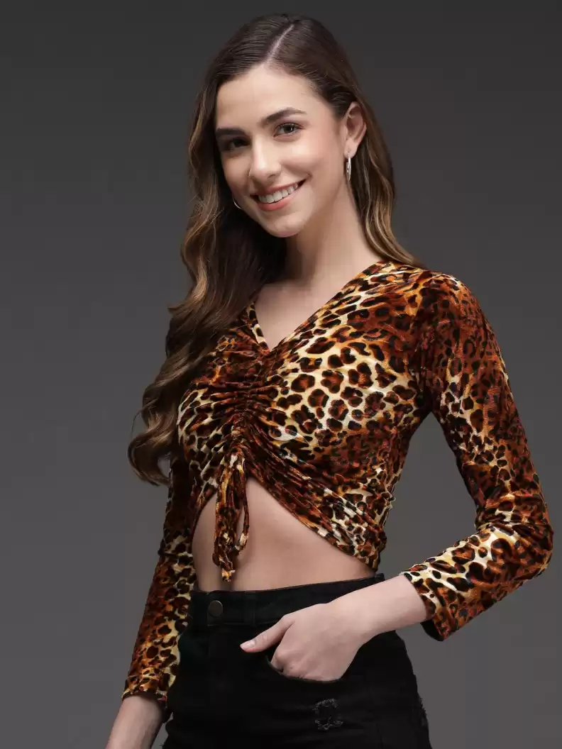 TANDUL  Casual Regular Sleeves Animal Print Women Multicolor Top