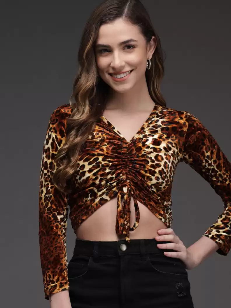 TANDUL  Casual Regular Sleeves Animal Print Women Multicolor Top