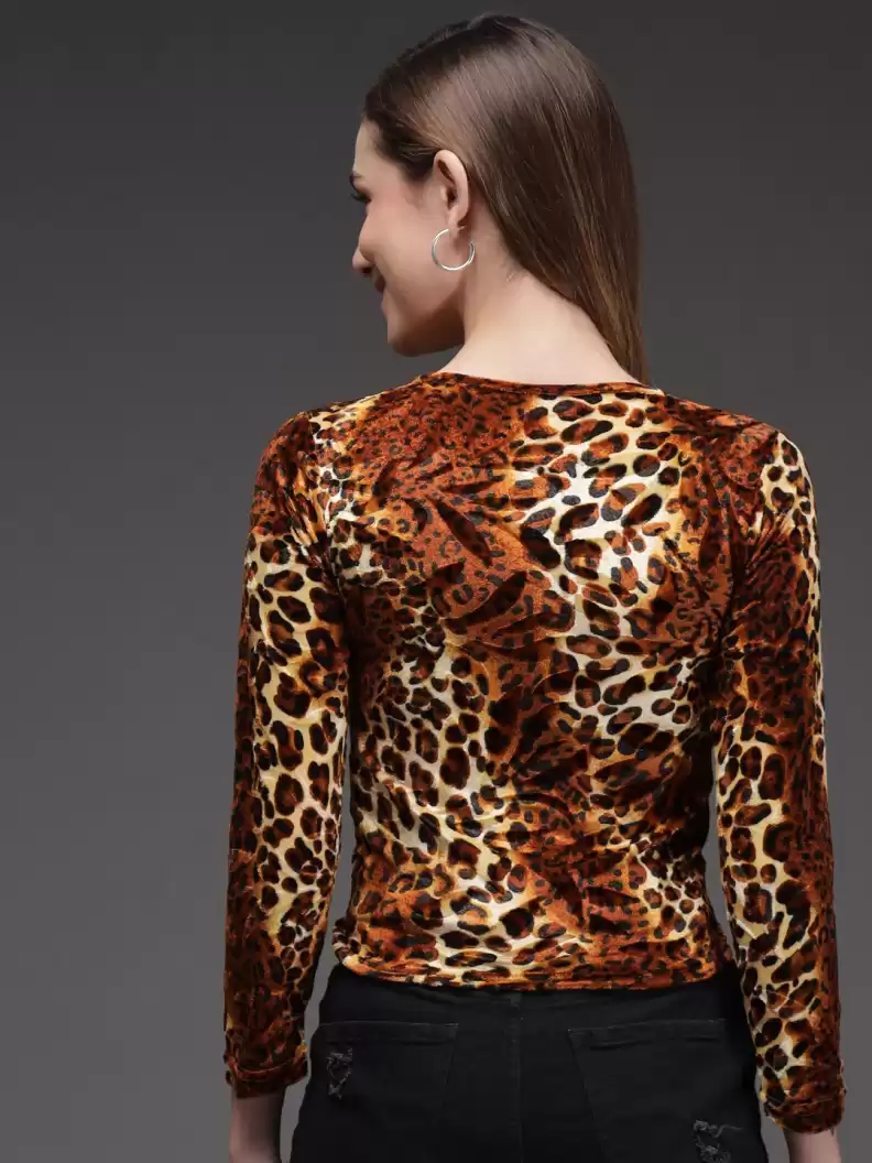 TANDUL  Casual Regular Sleeves Animal Print Women Multicolor Top