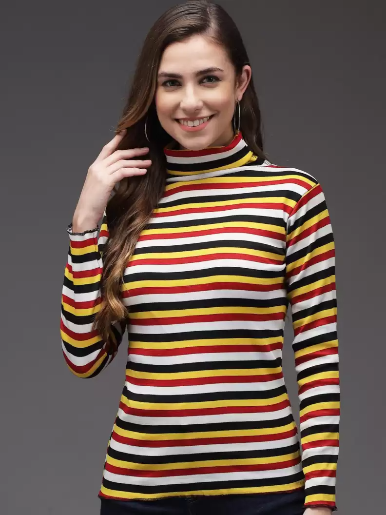 TANDUL Casual Regular Sleeves Striped Women Multicolor Top