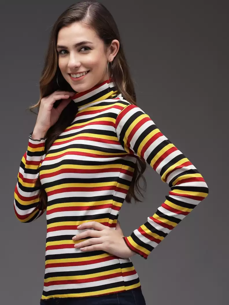 TANDUL Casual Regular Sleeves Striped Women Multicolor Top