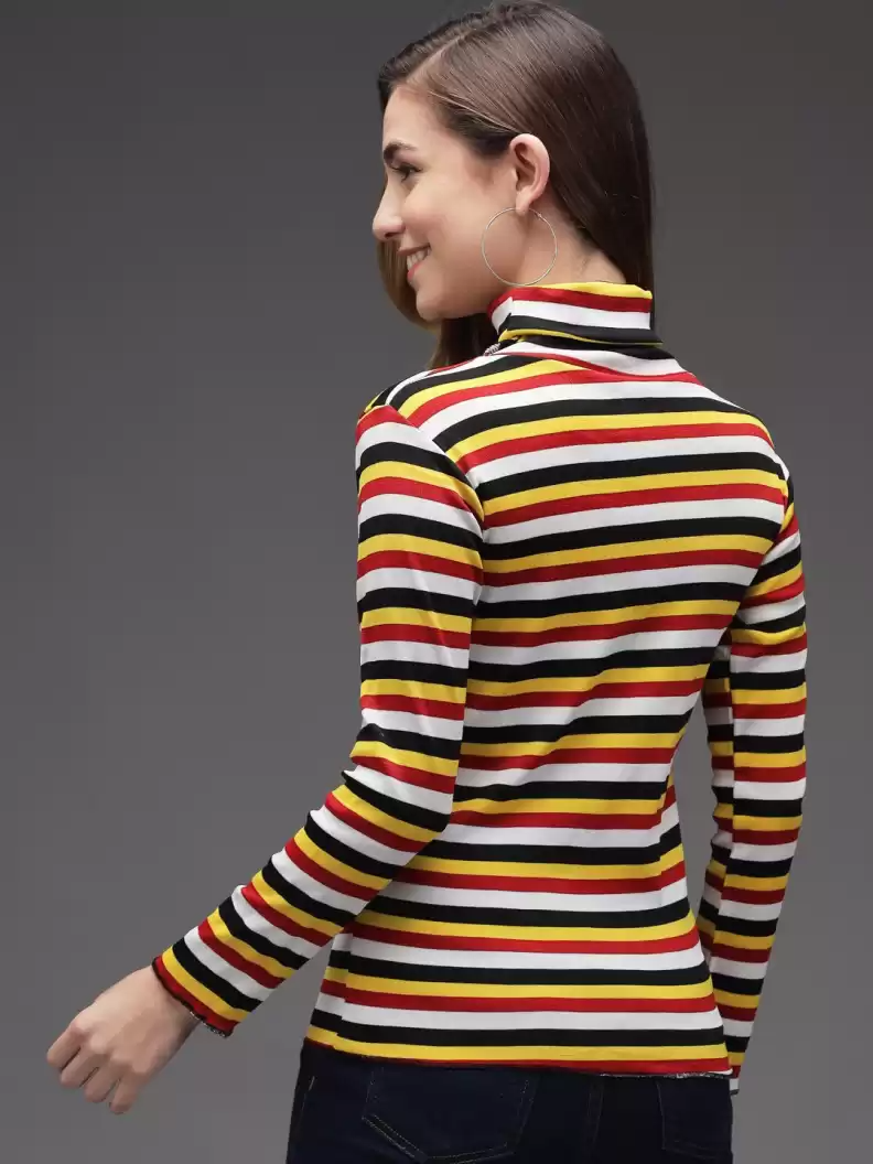 TANDUL Casual Regular Sleeves Striped Women Multicolor Top