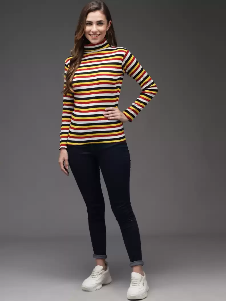 TANDUL Casual Regular Sleeves Striped Women Multicolor Top