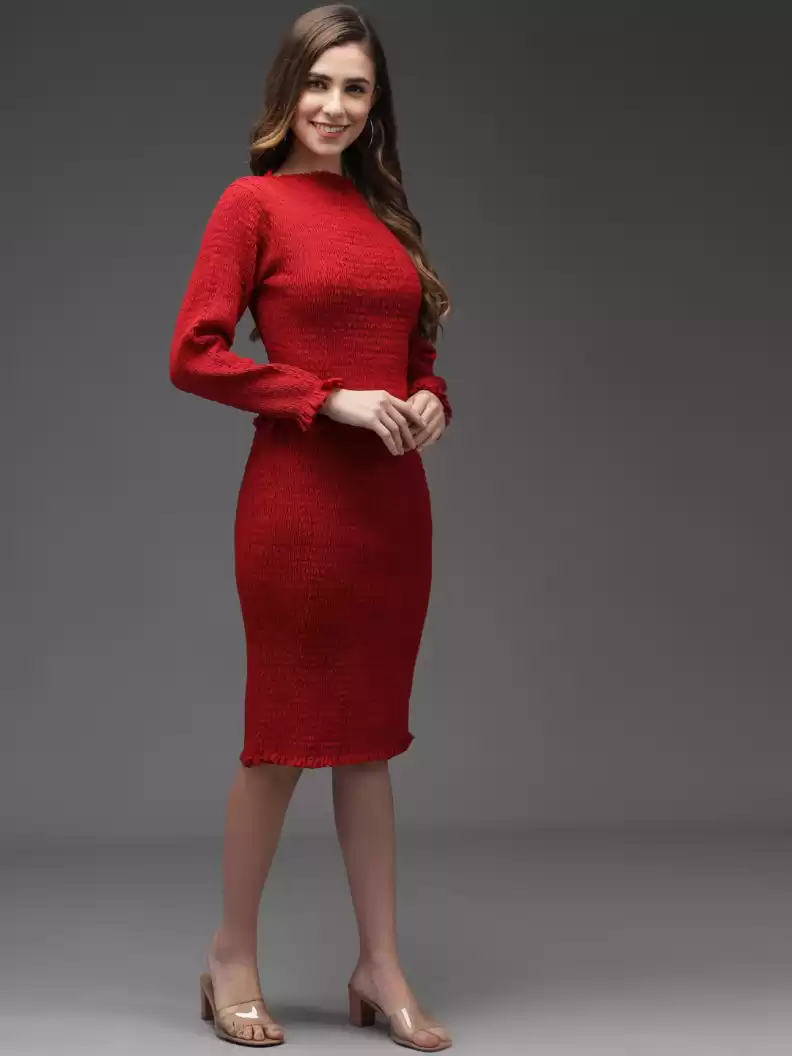 TANDUL  Women Bodycon Maroon Dress