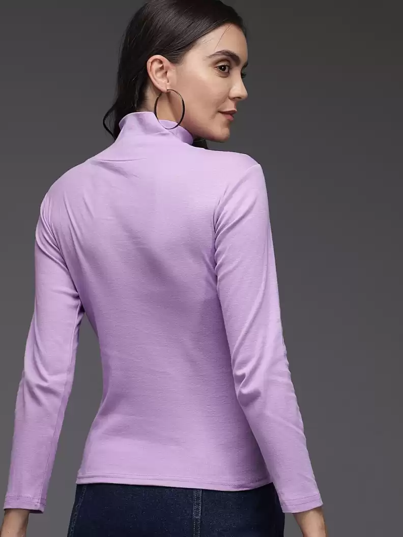 TANDUL  Casual Regular Sleeves Solid Women Purple Top