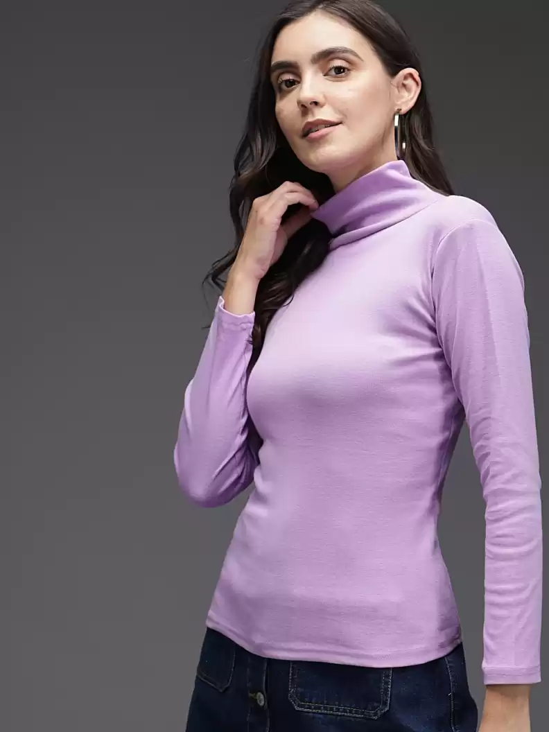 TANDUL  Casual Regular Sleeves Solid Women Purple Top