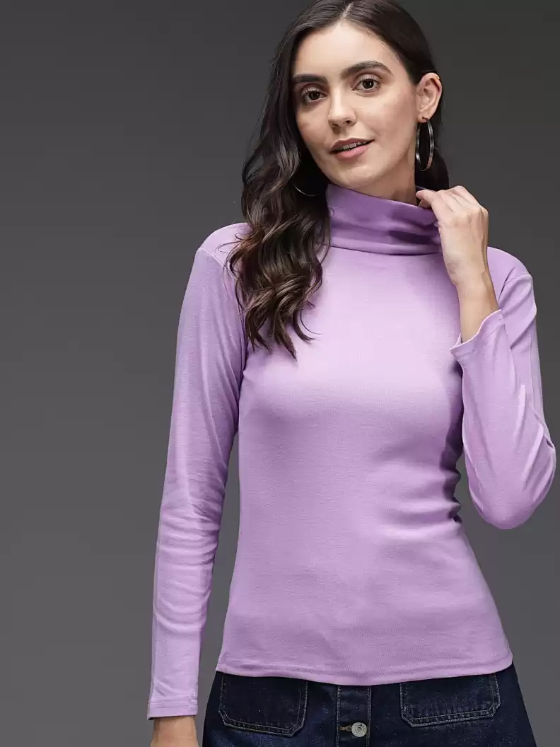 TANDUL  Casual Regular Sleeves Solid Women Purple Top