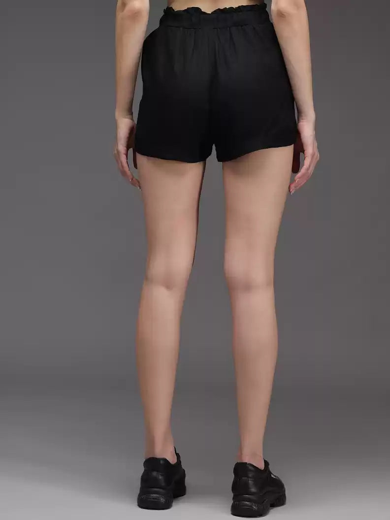 TANDUL  Solid Women Black Regular Shorts