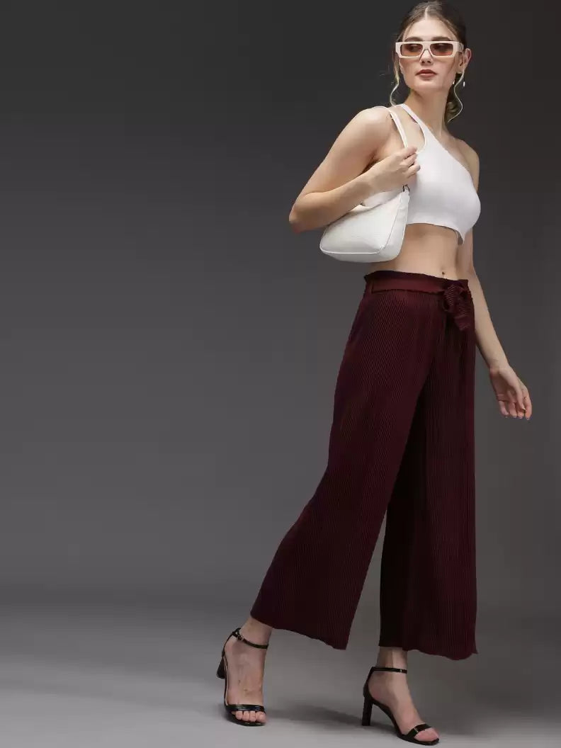 TANDUL  Regular Fit Women Maroon Georgette Trousers